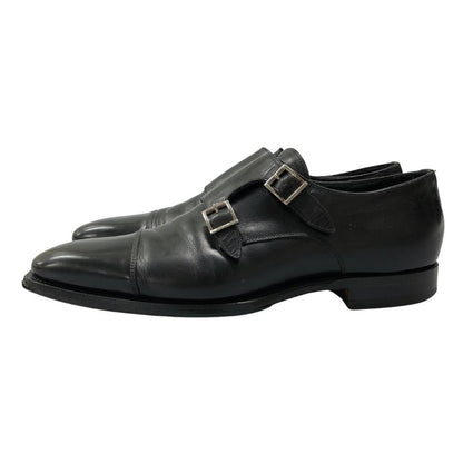 サントーニ レザーシューズ ダブルモンク 14064 ブラック サイズUK8 Santoni 約27.0cm【AFC3】