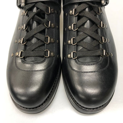 プラダ コンバットブーツ レースアップ ベルト レザー 2T 1882 ブラック メンズ サイズ7.5 PRADA 約26.0cm【AFD15】