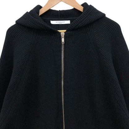 極美品◆ジバンシー ニット フード コート ダブルジップ レディース カシミア混 サイズXS ブラック 15A 0870 515 GIVENCHY 【AFB17】