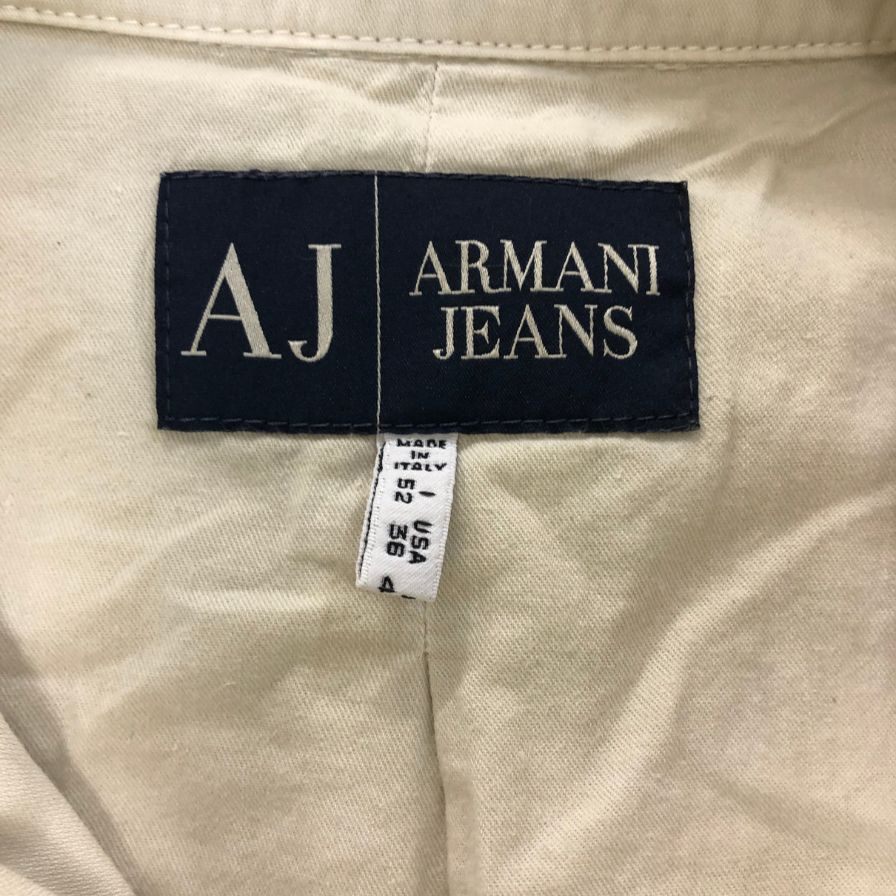 美品◆アルマーニジーンズ コットン フィールドジャケット トップス イタリア製 メンズ サイズ52 クリーム系 ARMANI JEANS 【AFB28】