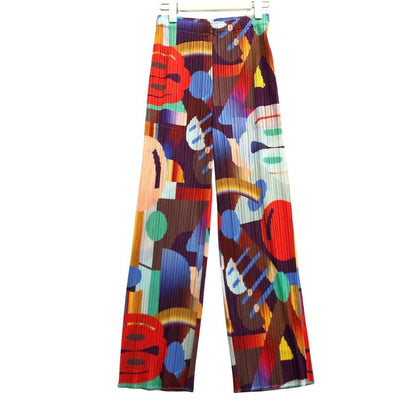 プリーツプリーズ パンツ PP61JF704 イッセイミヤケ ポリエステル 総柄 マルチカラー サイズ5 PLEATS PLEASE 【AFB43】