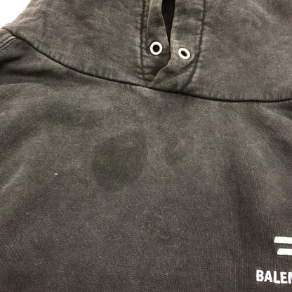 美品◆バレンシアガ プルオーバー パーカー  600583 21AW フロントロゴ ブラック サイズ XXL BALENCIAGA 【AFB28】