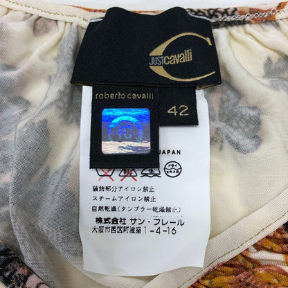 美品◆ジャストカヴァリ ノースリーブワンピース フラワー柄 レディース サイズ42 justcavalli 【AFB2】