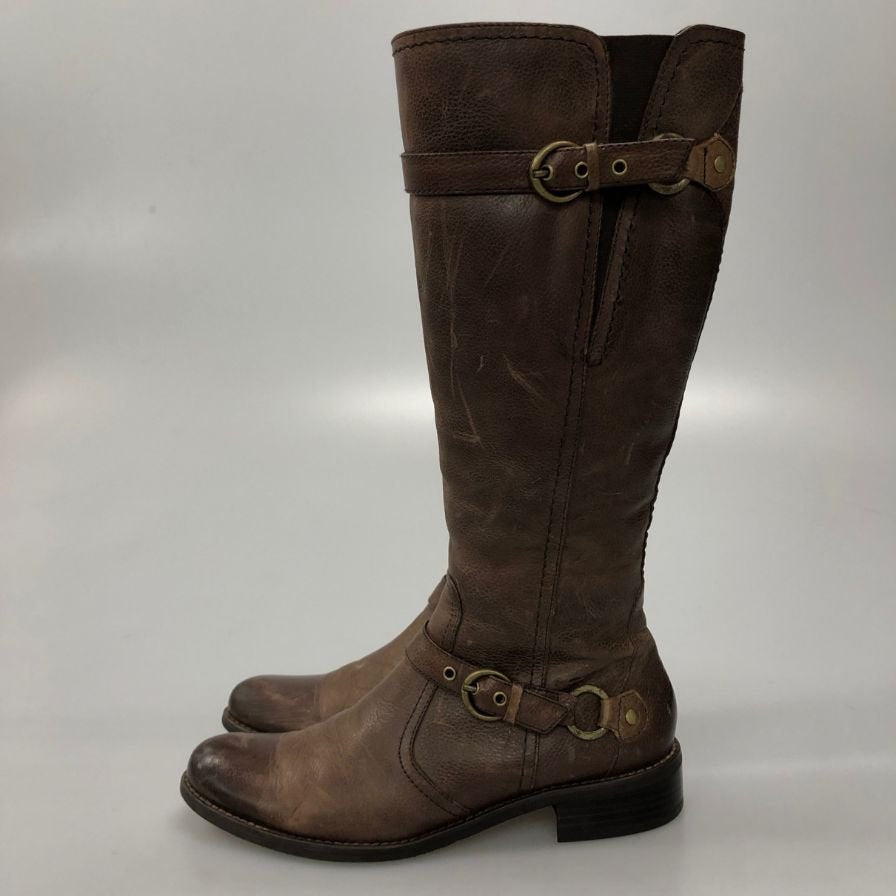 モードカオリ ロングブーツ レザー サイドジップ ブラウン レディース サイズ 23cm MODE KAORI 約23.0cm【AFI30】