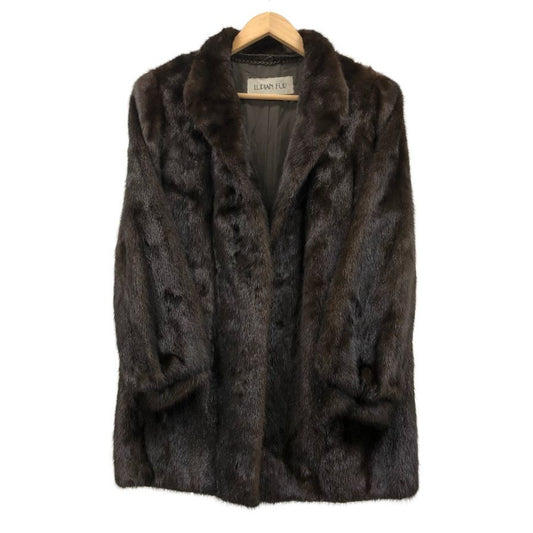 ルピアン ファー ハーフコート ミンク 本毛皮 フックボタン ブラウン レディース サイズ13 LUPIAN FUR