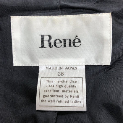 極美品◆ルネ カメリアボタン ウールコート ブラック レディース 36 Rene 【AFA24】