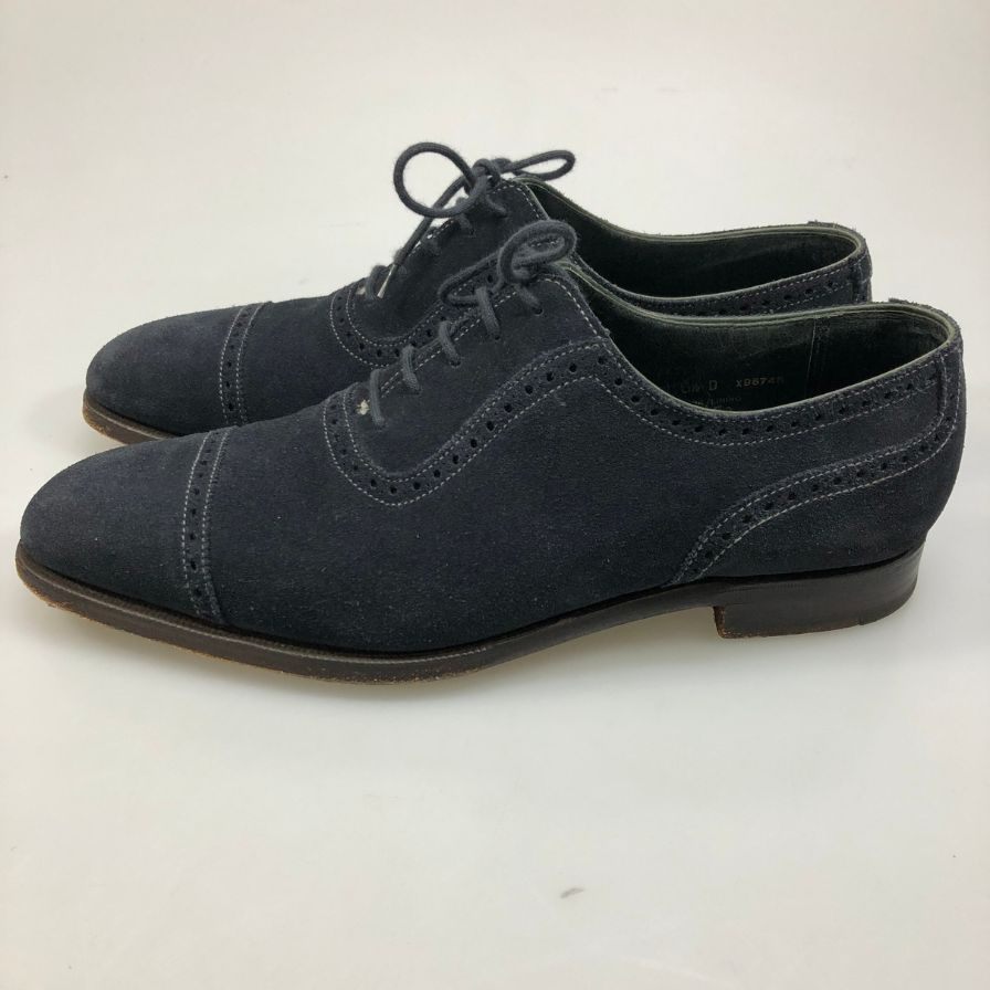 クロケット&ジョーンズ アルバニー  ネイビー スエ－ド サイズUK6.5E Crockett & Jones Albany ビジネスシューズ 約25.0cm【LA】【中古】
