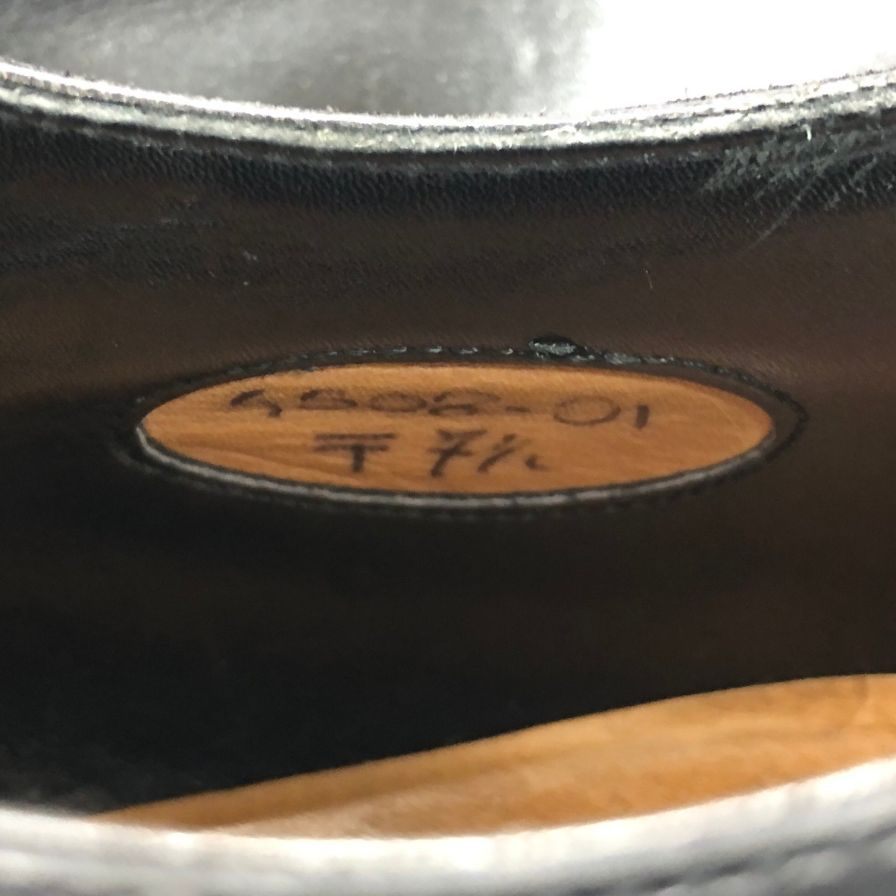 サントーニ レザーシューズ ストレートチップ 内羽根 メンズ サイズ7.5 ブラック Santoni 約25.5cm【AFC33】