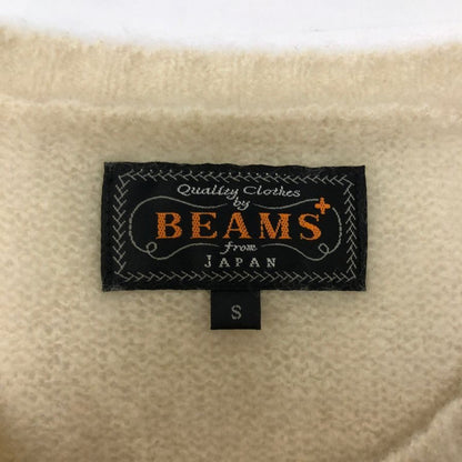 極美品◆ビームス プラス 7G クルーネック ニット カシミヤ シルク ホワイト メンズ サイズS BEAMS PLUS 【AFB26】