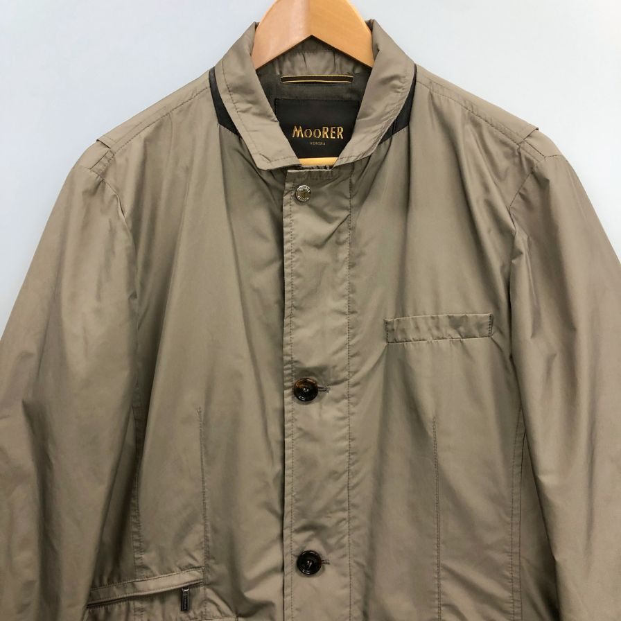 極美品◆ムーレー ジャケット LORENZO ポリエステル ジップ ボタン メンズ ベージュ サイズ46 MOORER 【AFB37】