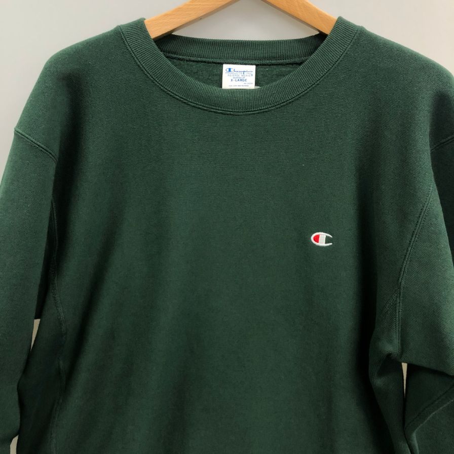 新品同様◆チャンピオン スウェット リバースウィーブ プルオーバー トレーナー 青タグ メンズ サイズXL グリーン Champion REVERSE WEAVE 【AFA13】