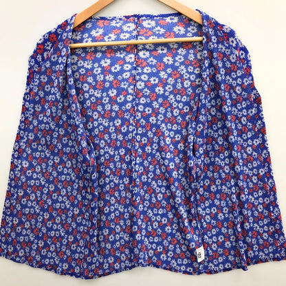 美品◆プリーツプリーズ イッセイミヤケ 半袖シャツ Vネック 総柄 レディース サイズ3 PP22-FO872 PLEATS PLEASE ISSEY MIYAKE 【AFB36】