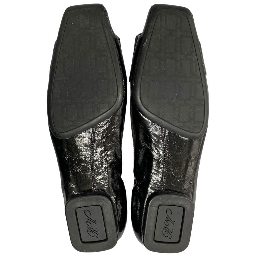 ロジェ ヴィヴィエ エナメル バレエシューズ フラットシューズ バックル レディース サイズ36.5 ブラック  Roger Vivier 約23.5cm【AFC32】