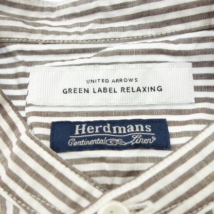 未使用◆Green Label Relaxing United Arrows Hardman's 衬衫 3/4 袖男式 S 码条纹棕色 Green Label Relaxing UNITED ARROWS [AFB53] 