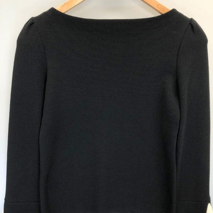 美品◆フォクシー ニット トップス 袖プリーツ ウール100% 37124 レディース サイス38 ブラック×ホワイト FOXEY 【AFB4】