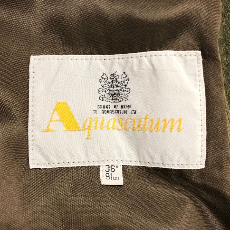 極美品◆アクアスキュータム ローデンコート ウール オリーブ  サイズ36 メンズ Aquascutum 【AFA4】