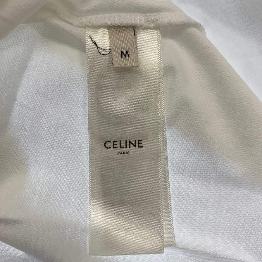 美品◆セリーヌ Tシャツ ビッグロゴ ホワイト サイズM エディ期 CELINE レディース【AFB20】