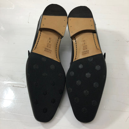 タニノクリスチー スリッポン シングルモンク スクエアトゥ ブラック メンズ サイズ7M TANINO CRISCI 約25.5cm【AFC50】