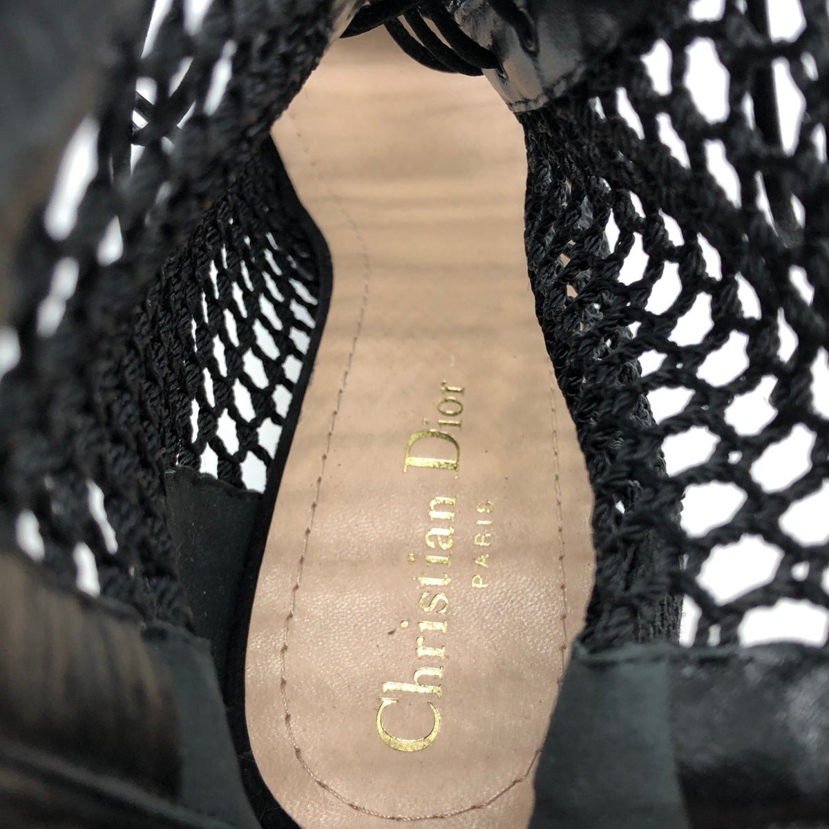 クリスチャン ディオール エンブロイダリー メッシュ ブーティ 2023 レディース サイズ38.5 ブラック Christian Dior 約25.5cm【AFC6】