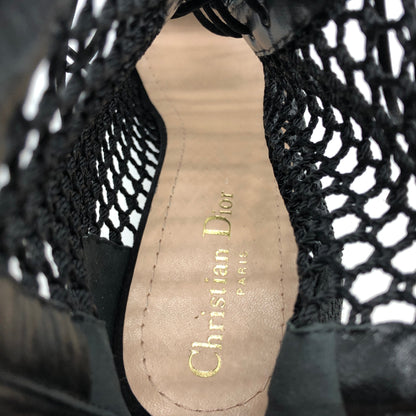 クリスチャン ディオール エンブロイダリー メッシュ ブーティ 2023 レディース サイズ38.5 ブラック Christian Dior 約25.5cm【AFC6】
