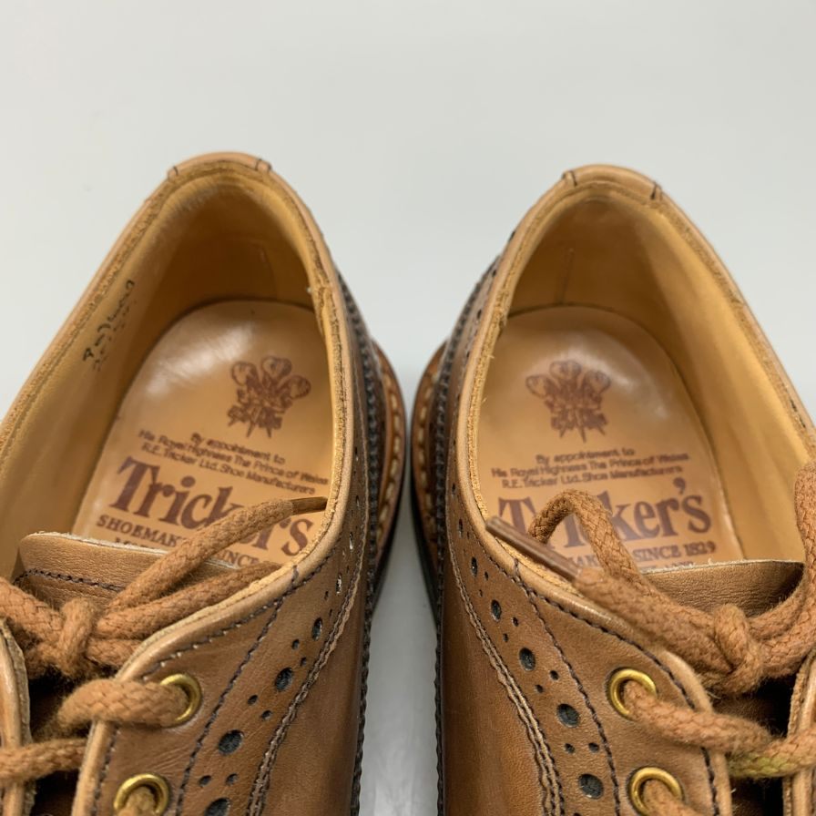 トリッカーズ レザーソウル別注 レザーシューズ ロングウイングチップ M5164 ブラウン メンズ サイズ5.5 Tricker’s ビジネスシューズ 約24.0cm【LA】【中古】