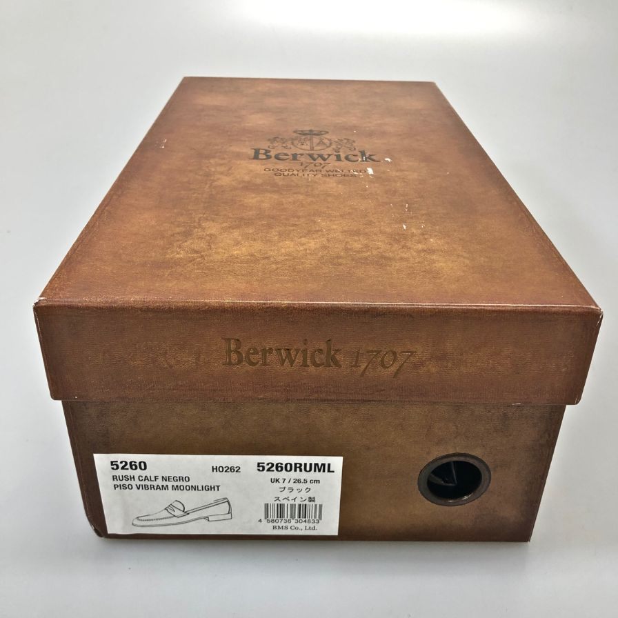 バーウィック ローファー 5260 グレインレザー ブラック サイズUK7 Berwick 約25.5cm【AFD6】