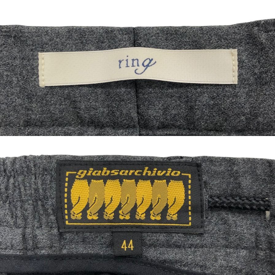 ジャブスアルキヴィオ リング別注 ワンプリーツ リラックス パンツ カシミア混ウール メンズ サイズ44 グレー giab's archivio×ring 【AFB44】