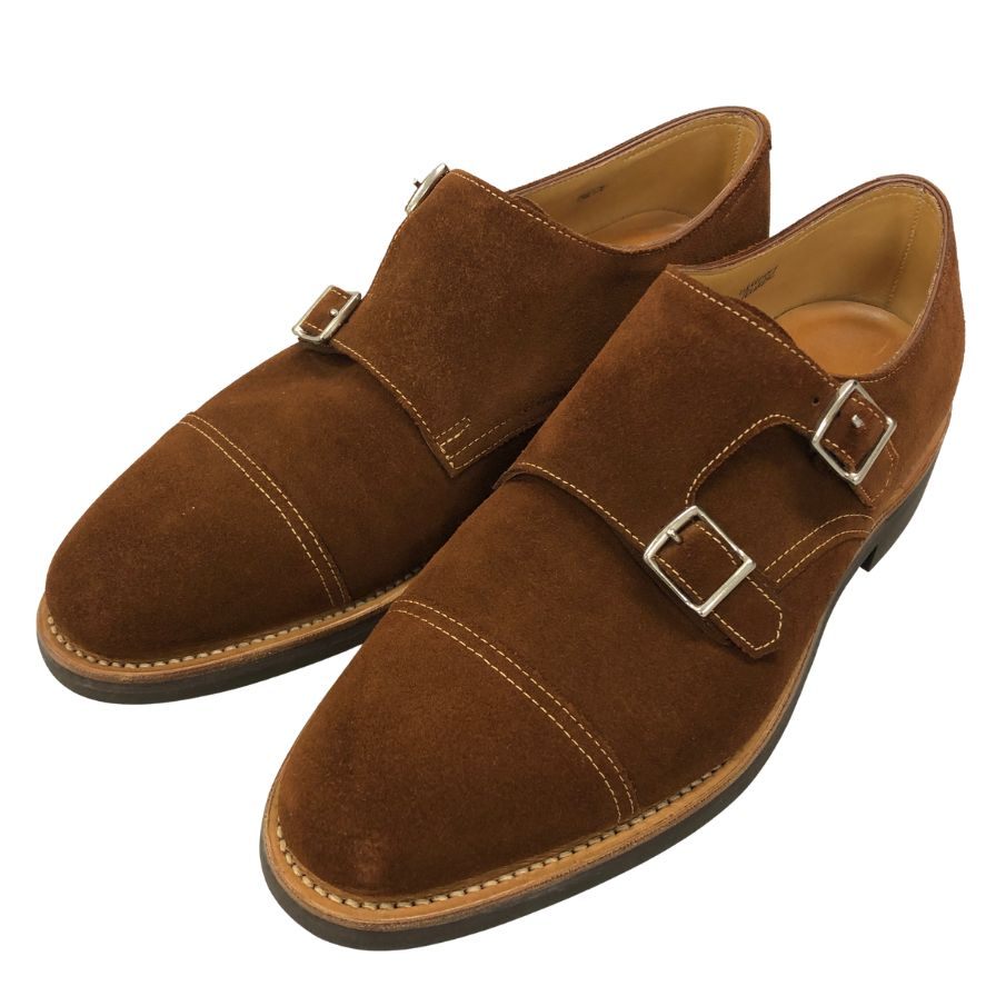 ジョンロブ レザーシューズ ダブルモンク ウィリアム スエード ブラウン メンズ サイズUK7E 9795ラスト JOHN LOBB William スエードシューズ 約25.5cm【LA】【中古】