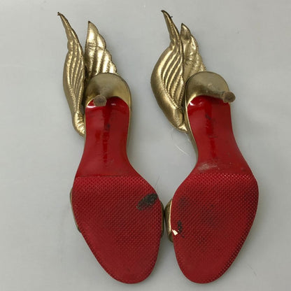 クリスチャンルブタン ヒールパンプス ハイヒール サンダル 羽 ゴールド系 サイズ37 レディース Christian Louboutin 約24.0cm【AFC29】