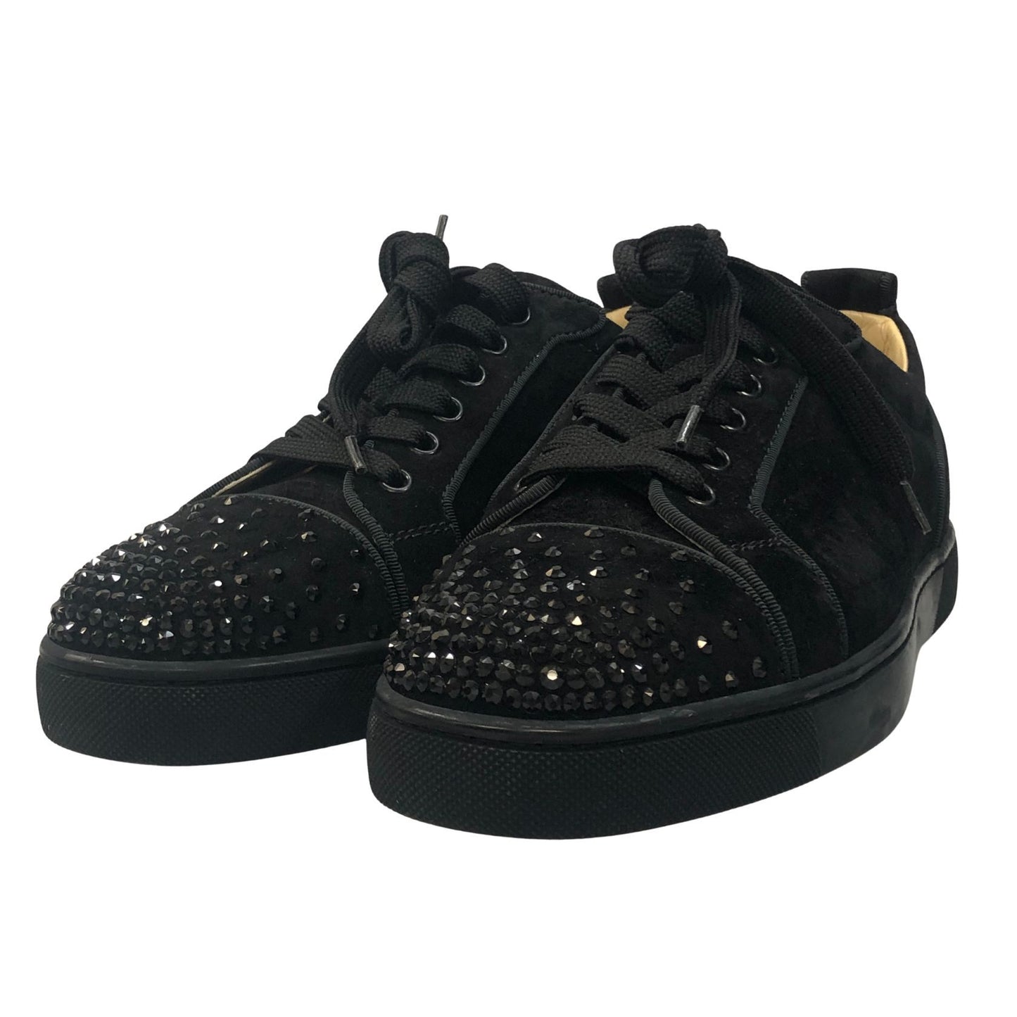 クリスチャンルブタン スニーカー べロア ラインストーン スタッズ メンズ ブラック サイズ40  Christian Louboutin 約25.0cm【AFD40】