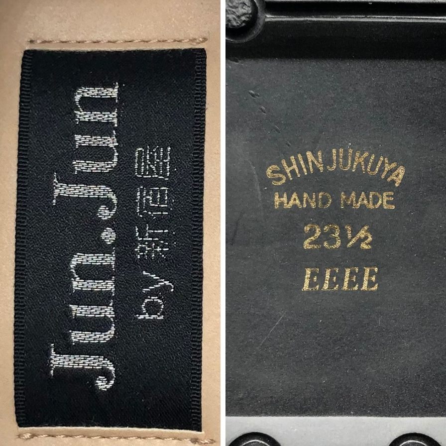 ジュンジュンバイ新宿屋 スニーカー 2210 レザー レッド ブラック オデット 切替 レディース サイズ23.5 Jun.Jun by shinjukuya 約23.5cm【7-18】