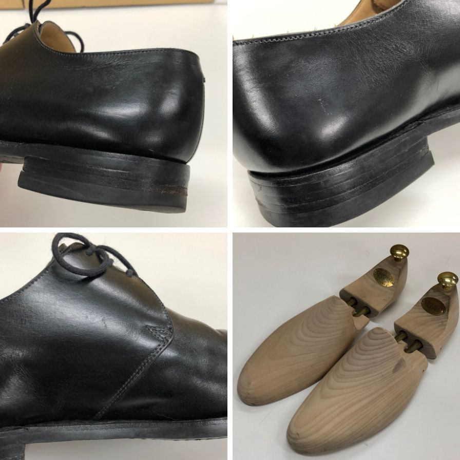 クロケット&ジョーンズ レザーシューズ ハイバリー プレーントゥ 3ホール 外羽根 ブラック メンズ サイズ7E Crockett & Jones HIGHBURY ビジネスシューズ 約25.5cm【LA】【中古】