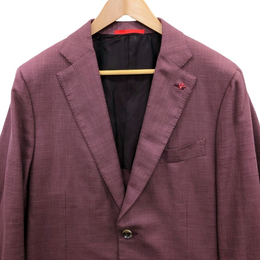 新品同様◆イザイア 2B テーラードジャケット コルティナ メンズ サイズ50 ボルドー ISAIA 【AFB20】