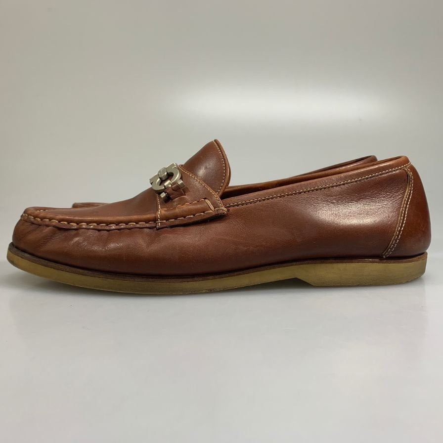 サルバトーレ フェラガモ ローファー ビットローファー ガンチーニ ブラウン メンズ サイズ7.5 Salvatore Ferragamo 約25.5cm【AFC6】