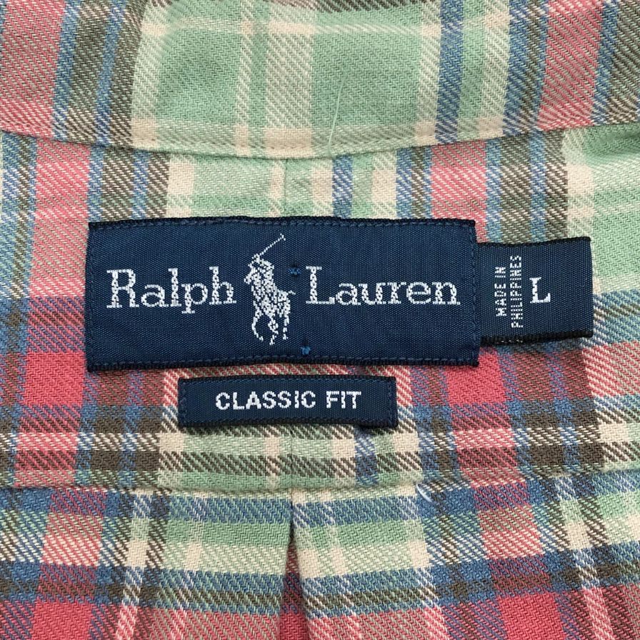 ラルフローレン チェックシャツ 長袖 ポニー刺繍 メンズ サイズL RALPH LAUREN【LA】