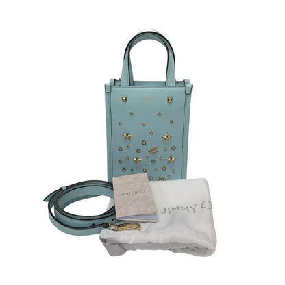 ジミーチュウ ミニN/S レザー スタースタッズ 2WAY ミニ ハンドバッグ ブルー JIMMY CHOO【AFE11】【中古】