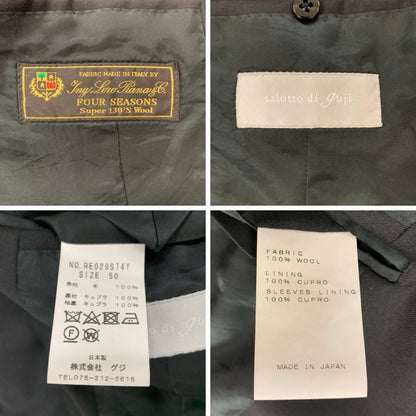 ロロピアーナ リングヂャケット グジ別注 スーツ 3ピース セットアップ ウール100% サイズ50 メンズ ブラック Loro Piana RING JACKET guji【AFA9】