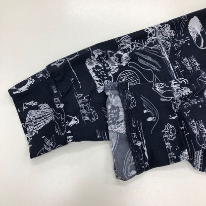 新品同様◆シェルボ Tシャツ ロングスリーブ 総柄 ブラック系 メンズ サイズ48 CHERVO 【AFB5】