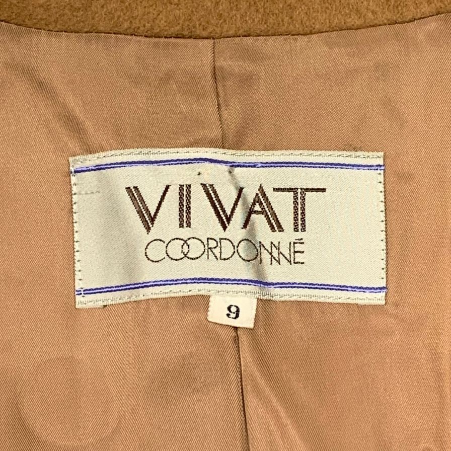 中古◆ヴィヴァット コート カシミヤ レディース サイズ9 ブラウン VIVAT COORDONNE 【AFA2】