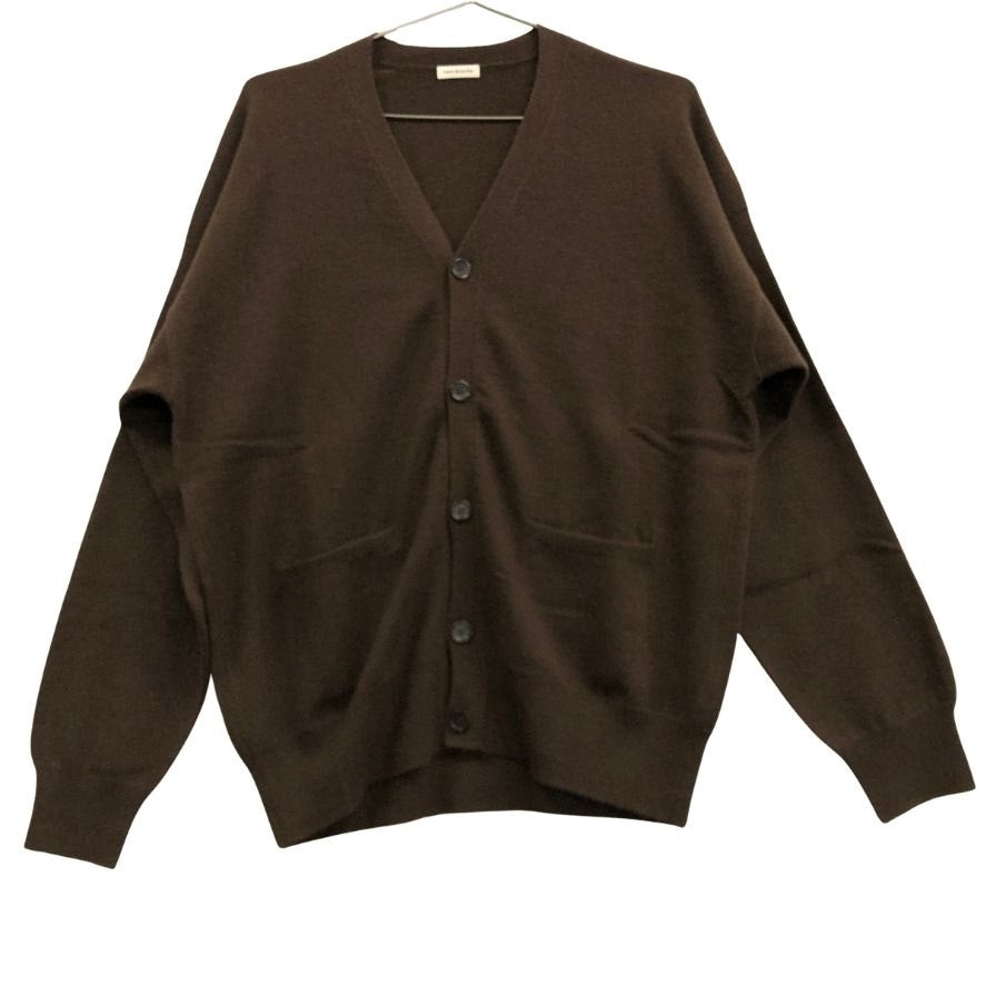 極美品◆キャッシュ＆バルバ エルボーパッチ モンゴリアン カシミヤ ニット カーディガン OMCSW007 ブラウン サイズ2 Cash & Barba 【AFB5】