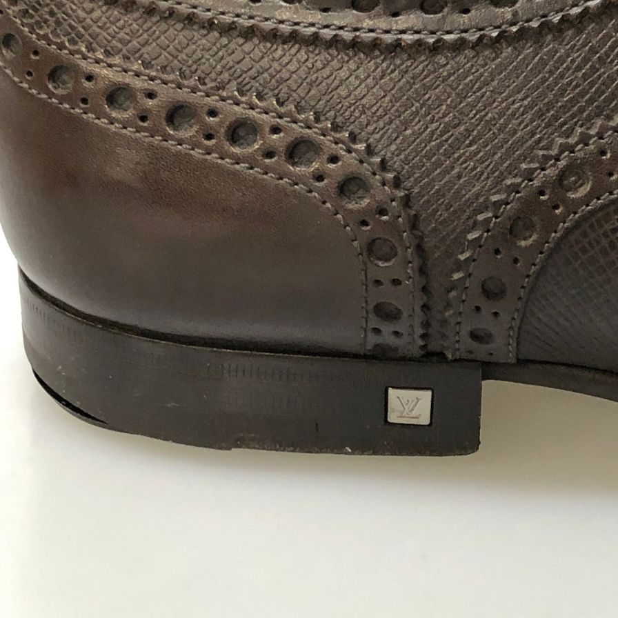 ルイヴィトン グレインレザー ウイングチップ レースアップシューズ ST1019 メンズ サイズ6.5M ブラウン Louis Vuitton 約25.5cm【PTM2】