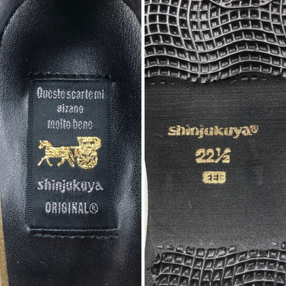 新宿屋 レザーサンダル レザー×リザード 2040-945 カーキ 22.5cm レディース shinjukuya 約22.5cm【7-6】