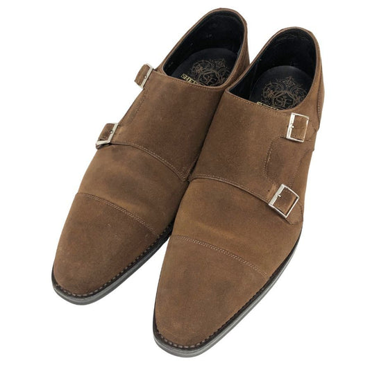 シェットランドフォックス レザーシューズ ダブルモンク スエード 111F SF ブラウン メンズ サイズ8.5 SHETLAND FOX 約27.0cm【AFD15-2】