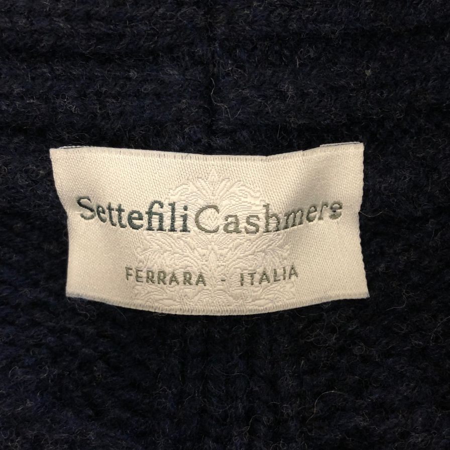 美品◆セッテフィーリカシミア ウールカシミヤショール ユニセックス サイズ 44 ネイビー Settefili Cashmere 【AFB10】