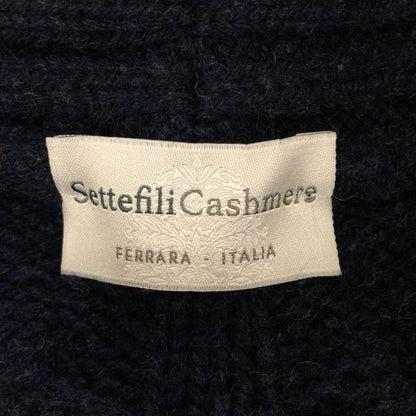 美品◆セッテフィーリカシミア ウールカシミヤショール ユニセックス サイズ 44 ネイビー Settefili Cashmere 【AFB10】