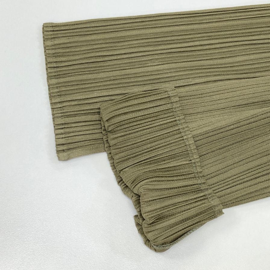 美品◆プリーツプリーズ カーディガン PP33-JO625 ポリエステル グリーン サイズ3 PLEATS PLEASE 【AFB29】