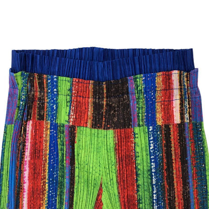 プリーツプリーズ イッセイミヤケ パンツ 総柄 マルチカラー ブルー系 レディース サイズ3 PP23-JF622 PLEATS PLEASE ISSEY MIYAKE 【AFB16】
