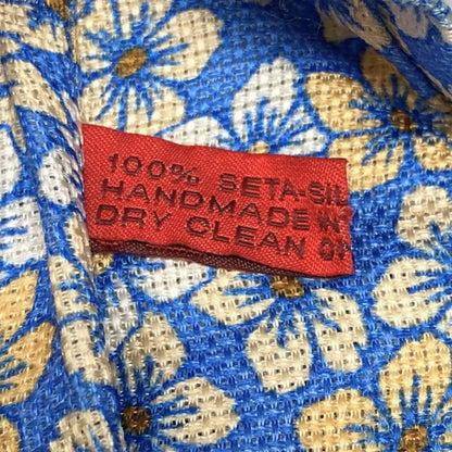 イザイア ネクタイ 花柄 シルクブレンド ブルー系 ISAIA【AFI18】