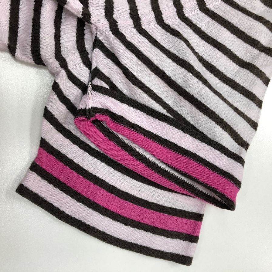 中古◆ジョンスメドレー ニットポロ 半袖 ボーダー ピンク系 メンズ サイズM JOHN SMEDLEY 【AFB6】
