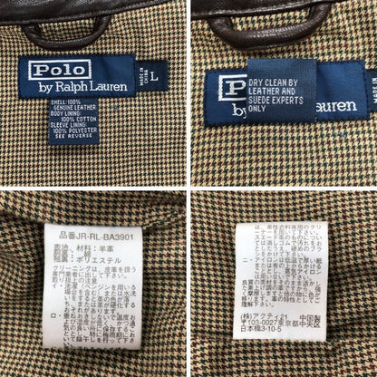 美品◆ポロ ラルフローレン シングルライダースジャケット ブラウン メンズ サイズL POLO RALPH LAUREN 【AFB4】